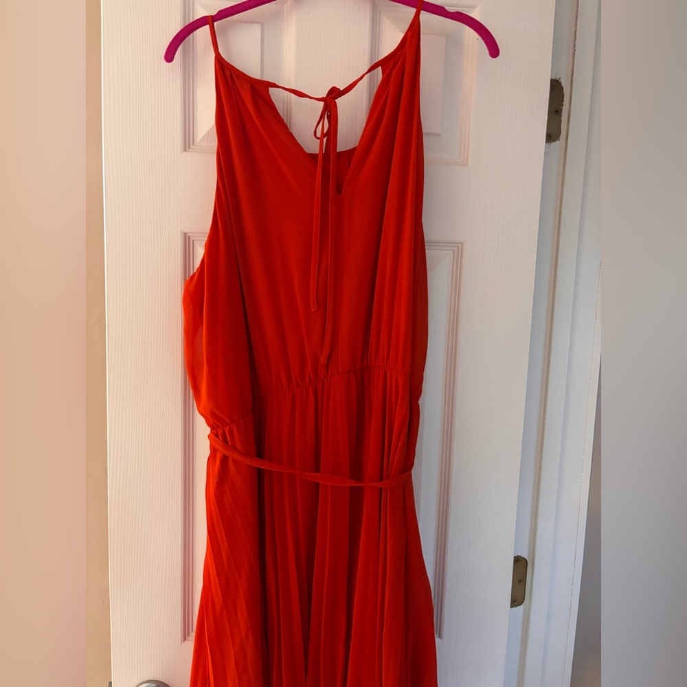 City Chic Callie Tie Waist Halter Maxi Dress Tangerine Orange size 20